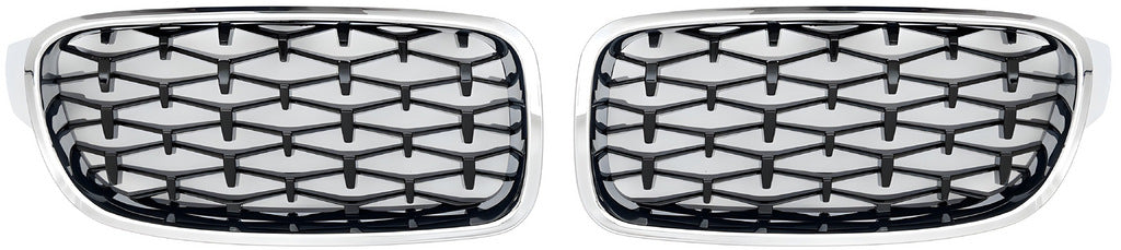 Diamond Black Kidney Grilles with Chrome Trim for BMW 3 Series F30/F31 2012-2019 - image 2