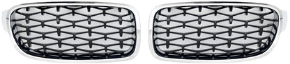 Diamond Black Kidney Grilles with Chrome Trim for BMW 3 Series F30/F31 2012-2019 - image 2