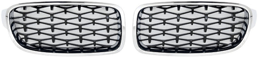 Diamond Black Kidney Grilles with Chrome Trim for BMW 3 Series F30/F31 2012-2019 - image 2