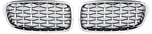 Diamond Silver Kidney Grilles (Chrome Trim) for BMW 3 Series F30/F31 2012-2019 - image 2
