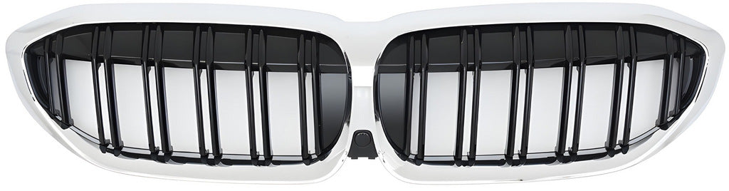 M-Look V2 Kidney Grilles (2018-2022, Gloss Black with Chrome Trim) for BMW 3 Series G20/G21 2018- - image 2