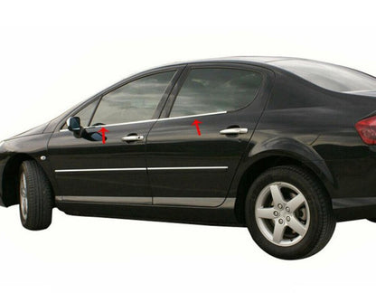 Outside border windows (4 pcs, stainless steel) for Peugeot 407 - image 1