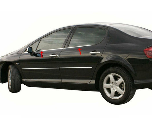 Outside border windows (4 pcs, stainless steel) for Peugeot 407 - image 1