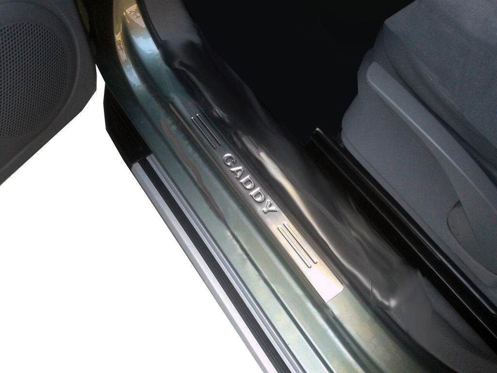The door sill panels OmsaLine (2 PCs, stainless steel) for Volkswagen Caddy 2010-2015 - Reelken Auto