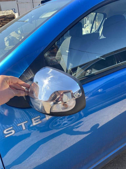 Covers for mirrors (2 pcs., Stainless steel.) for Renault Sandero 2013-2022 - Reelken Auto