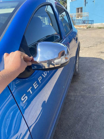 Covers for mirrors (2 pcs., Stainless steel.) for Renault Sandero 2013-2022 - Reelken Auto