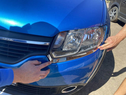 NEW!!! Front lamp trims (2 pieces, stainless steel) for Renault Logan MCV 2013-2022 - Reelken Auto