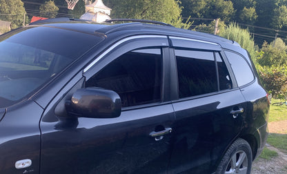 Window deflectors with chrome trim (4 pcs, Niken) for Hyundai Santa Fe 2 2006-2012 - image 1