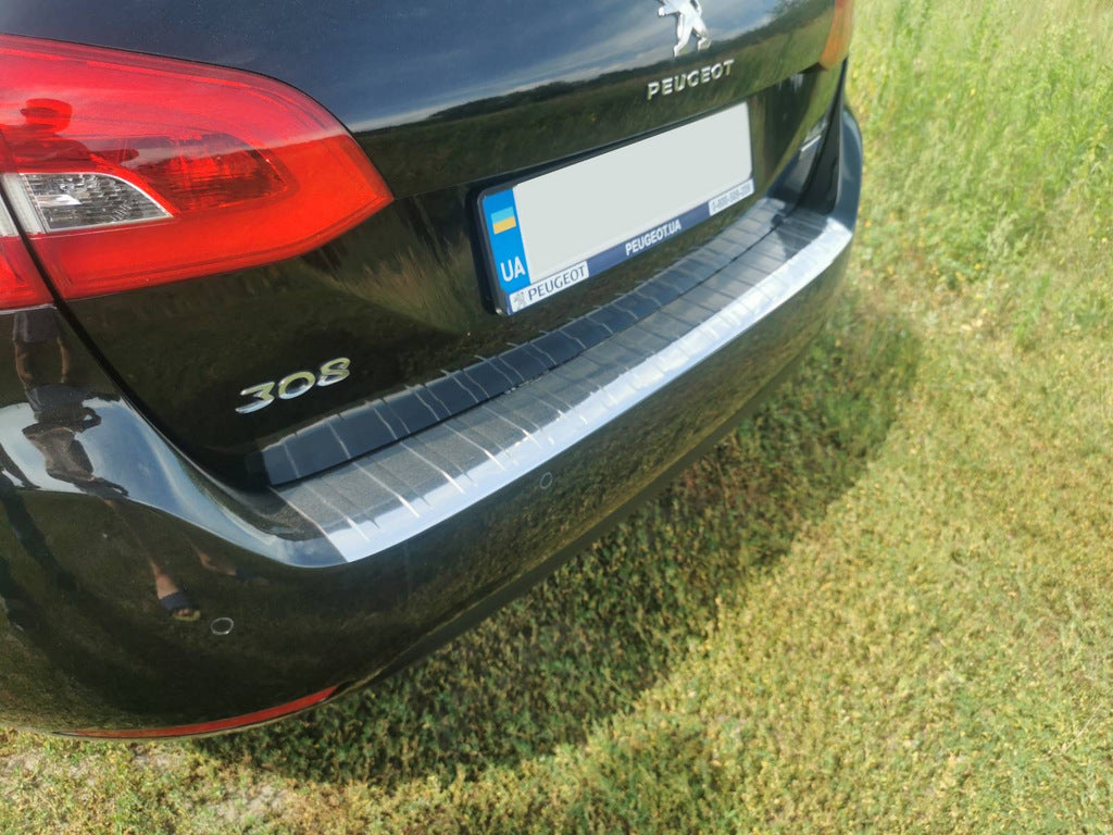 Rear bumper protector Carmos (SW, stainless steel) for Peugeot 308 2014-2021 - image 1