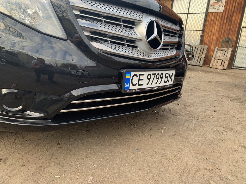 Scuff grille bumper (2 pcs, stainless steel) for Mercedes Vito / V-class W447 2014↗ year - image 4