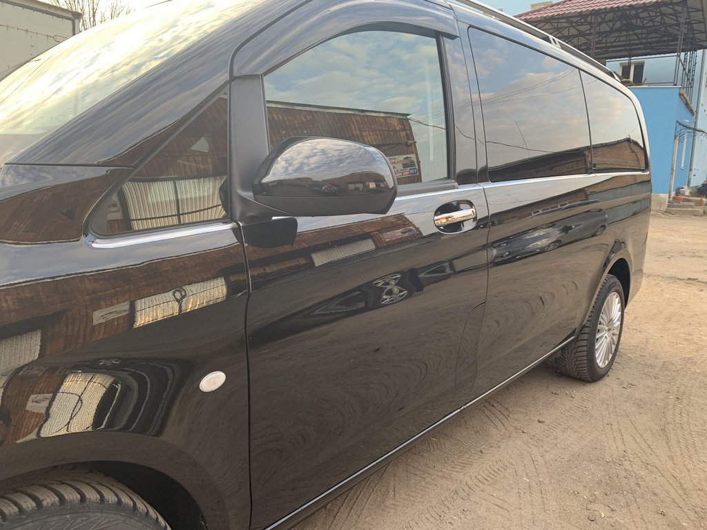 The lower moldings of glass along the entire length (8 PCs., stainless steel) for Mercedes Vito / V-class W447 2014↗ year - image 4