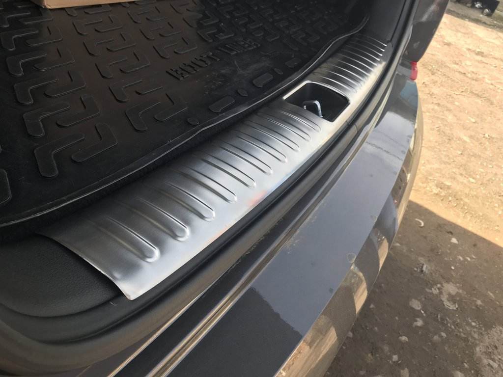 Overlay on the rear threshold of the trunk OmsaLine (stainless steel) for Hyundai Tucson TL 2016-2021 - Reelken Auto