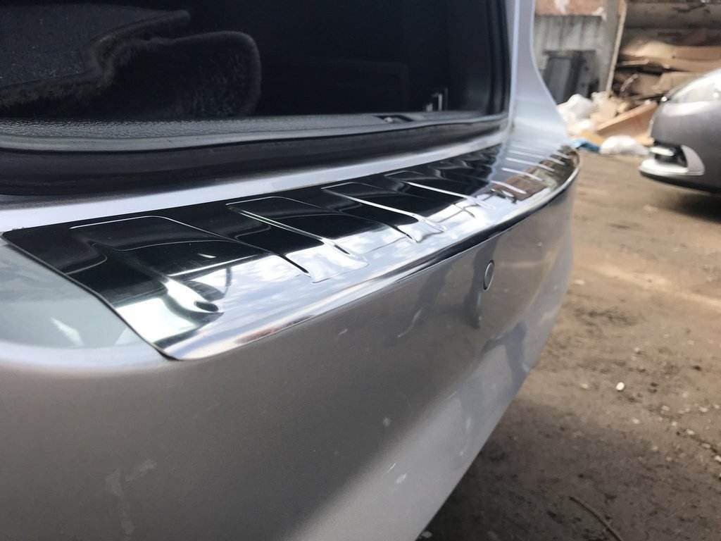 Cover on the rear bumper Carmos (SW, stainless steel) for Volkswagen Passat B7 2012-2015 - Reelken Auto