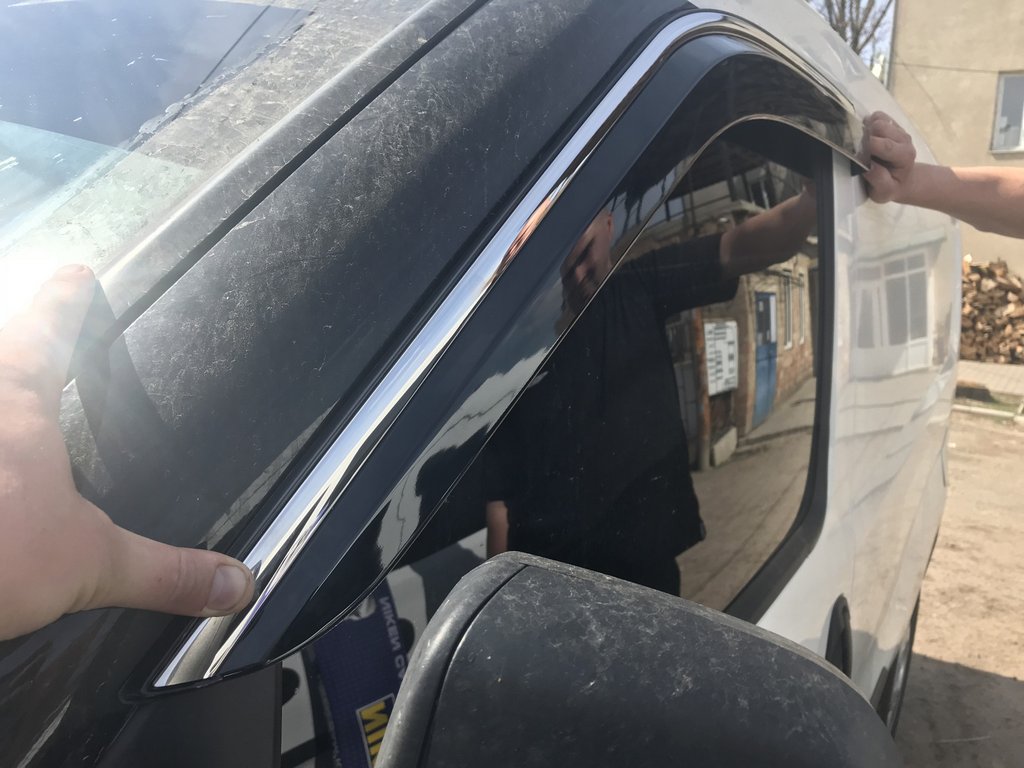 Window deflectors with chrome trim (4 pcs, Niken) for Fiat Doblo II 2010-2022 - image 7