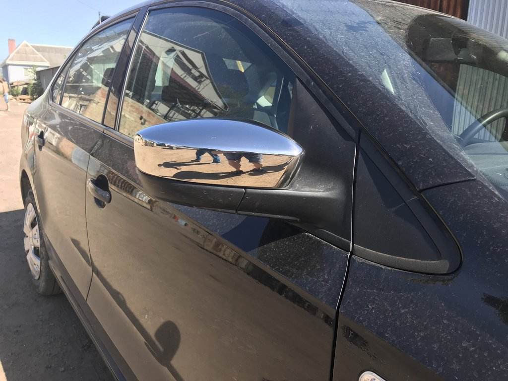 Covers for mirrors Sedan (2 pieces, stainless steel) for Volkswagen Polo 2010-2017 - Reelken Auto