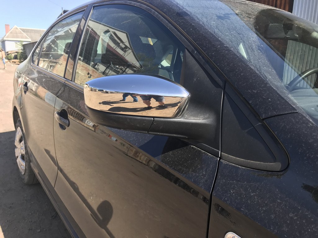 Mirror Covers Sedan (2 pcs, Stainless Steel) for Volkswagen Polo 2010-2017 - image 4