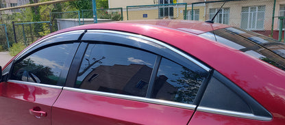 Window Deflectors with Chrome Trim (4 pcs, Sunplex Chrome) for Chevrolet Cruze 2009-2015 - image 2