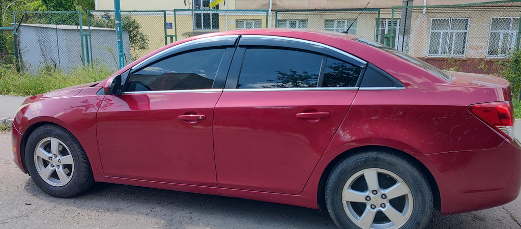 Window Deflectors with Chrome Trim (4 pcs, Sunplex Chrome) for Chevrolet Cruze 2009-2015 - image 1