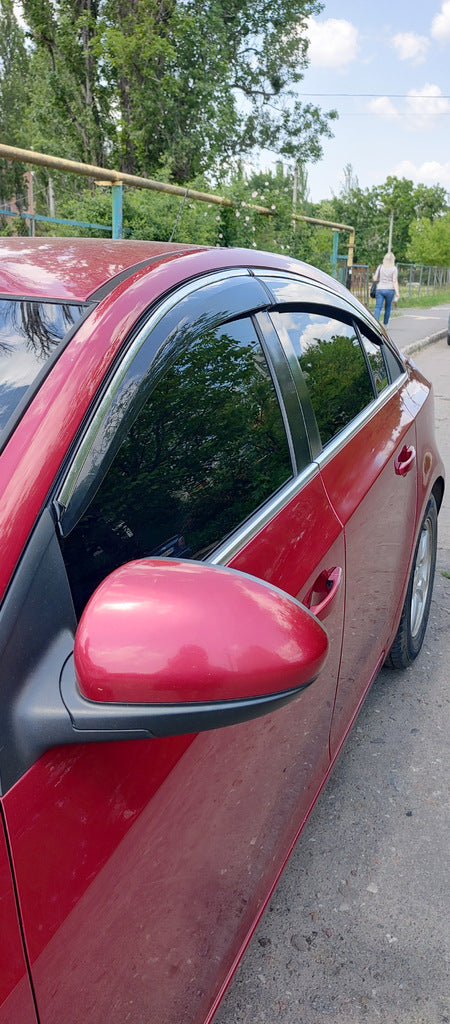 Window Deflectors with Chrome Trim (4 pcs, Sunplex Chrome) for Chevrolet Cruze 2009-2015 - image 4