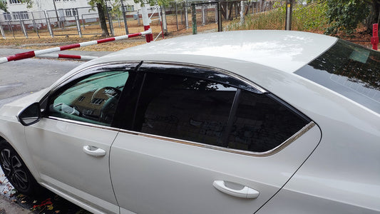 Window Deflectors with Chrome Trim LiftBack (4 pcs, Niken) for Skoda Octavia III A7 2013-2019 - image 1