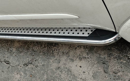 Lateral platforms Maydos V2 (2 PCs., aluminium ↗ stainless) for Mitsubishi Pajero Sport 2008-2015 - Reelken Auto