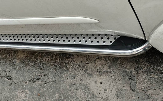 Lateral platforms Maydos V2 (2 PCs., aluminium ↗ stainless) for Mitsubishi Pajero Sport 2008-2015 - Reelken Auto