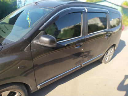 Window deflectors with chrome trim (4 pcs, Niken) for Dacia Lodgy 2012-2022 - image 3