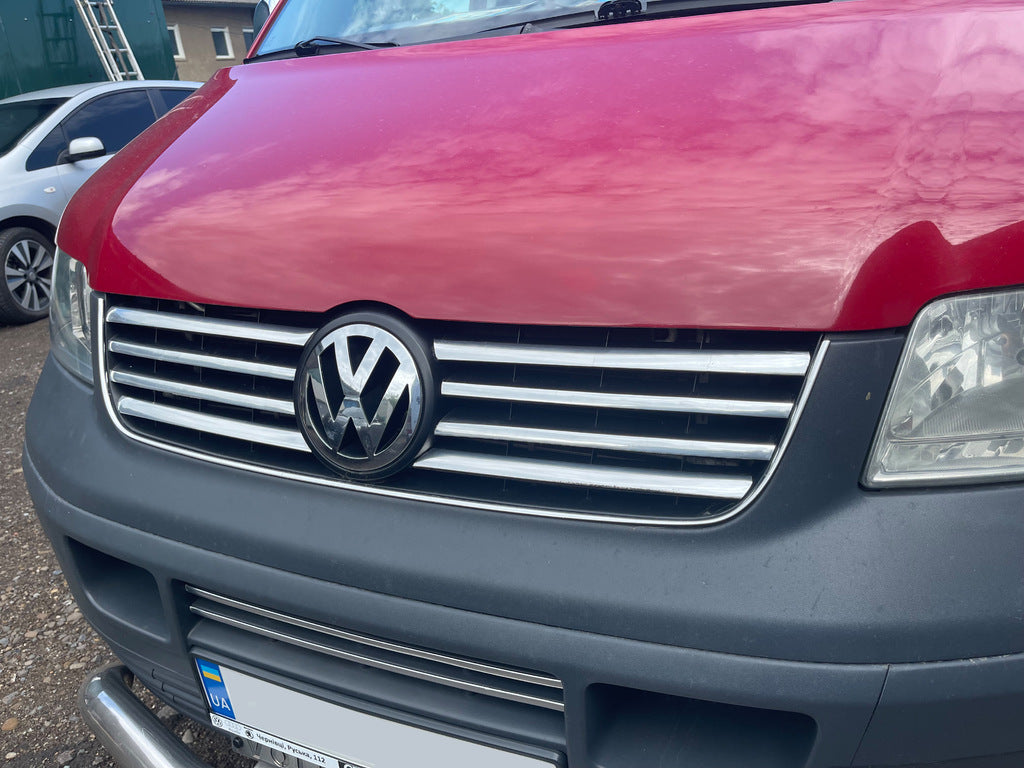 Lining on the grille (8 strips, stainless steel) for Volkswagen T5 Transporter 2003-2010 - image 2