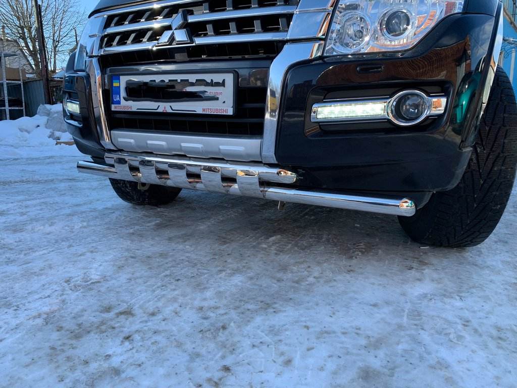 Front protection ST015 (stainless) for Mitsubishi Pajero Wagon IV - Reelken Auto