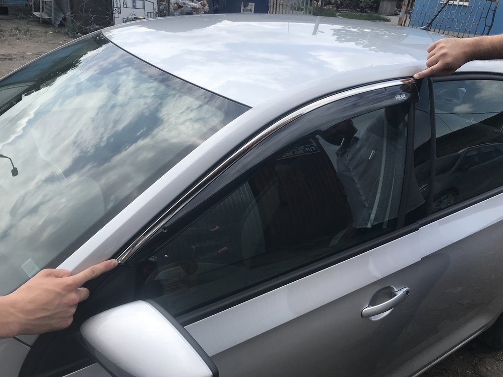 Window Deflectors with Chrome Trim SD (4 pcs, Niken) for Skoda Rapid 2012-2019 - image 4