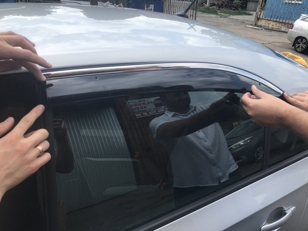 Window Deflectors with Chrome Trim SD (4 pcs, Niken) for Skoda Rapid 2012-2019 - image 5