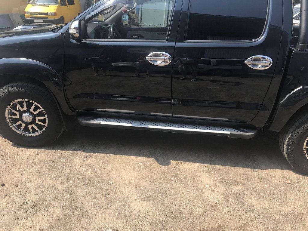 Side sills Allmond Grey (2 pieces, aluminum) for Toyota Hilux 2006-2015 - Reelken Auto