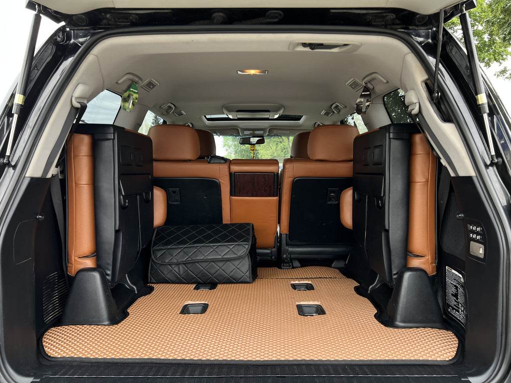 Trunk mat 2 pcs (EVA, 7 seats, brick) for Toyota Land Cruiser 200 - Reelken Auto