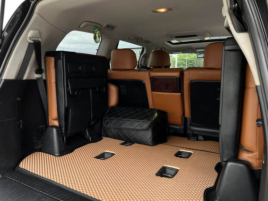 Trunk mat 2 pcs (EVA, 7 seats, brick) for Toyota Land Cruiser 200 - Reelken Auto