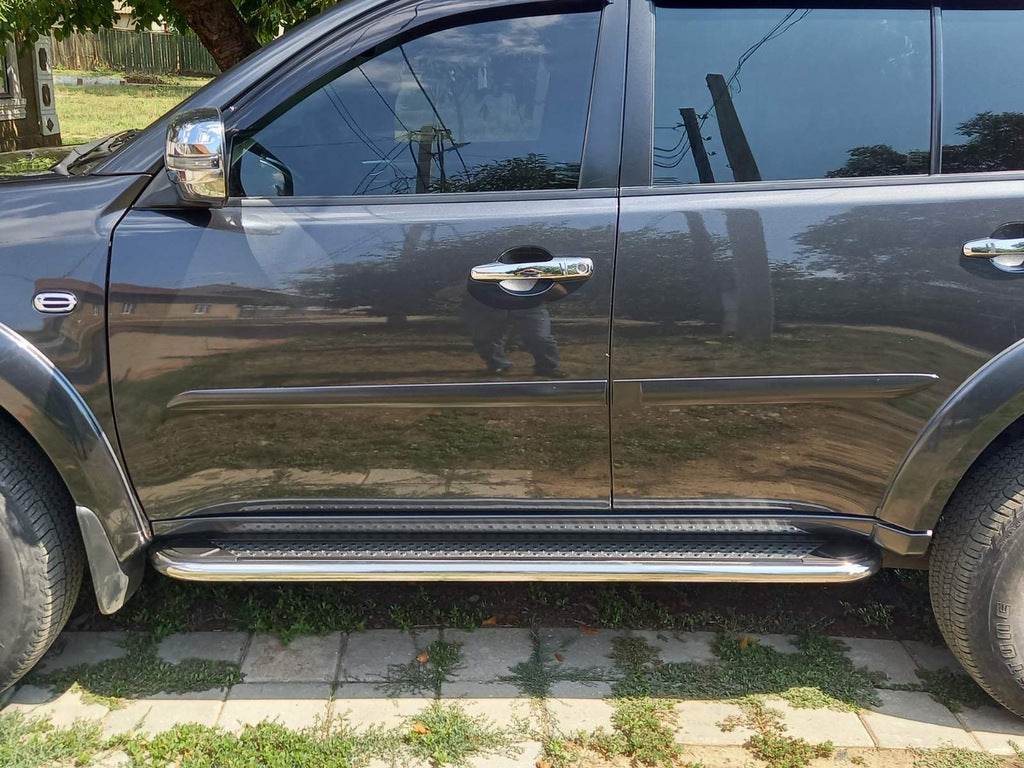 Lateral platforms Maydos V2 (2 PCs., aluminium ↗ stainless) for Mitsubishi L200 2006-2015 - Reelken Auto