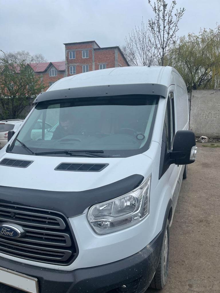 The visor on the windshield (gloss black, 5mm) for Ford Transit 2014↗ - Reelken Auto