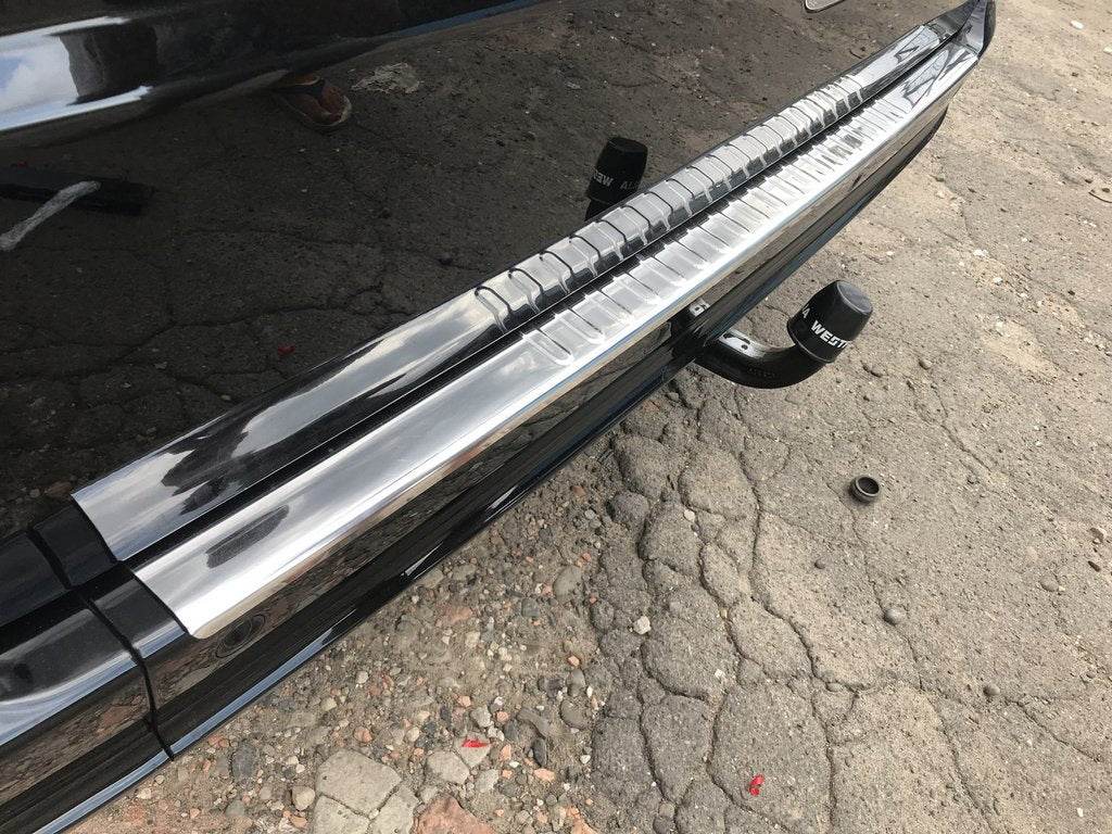 Cover on the rear bumper with a bend (Carmos V1, stainless steel) for Mercedes Vito W639 2004-2014 - Reelken Auto