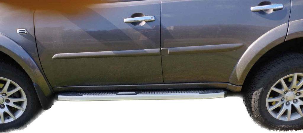 Lateral platforms Mevsim Gray (2 pieces, aluminum) for Mitsubishi Pajero Sport 2008-2015 - Reelken Auto