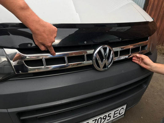Lining on the grille (Carmos, 2 piece, stainless.) for Volkswagen T5 2010-2015 - Reelken Auto