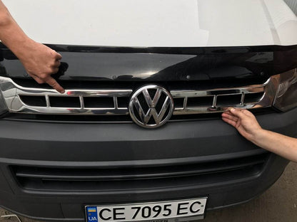 Lining on the grille (Carmos, 2 piece, stainless.) for Volkswagen T5 2010-2015 - Reelken Auto