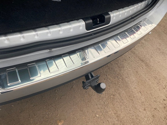 Rear bumper protector Carmos V1 with lip (stainless steel) for Renault Duster 2008-2017 - image 1