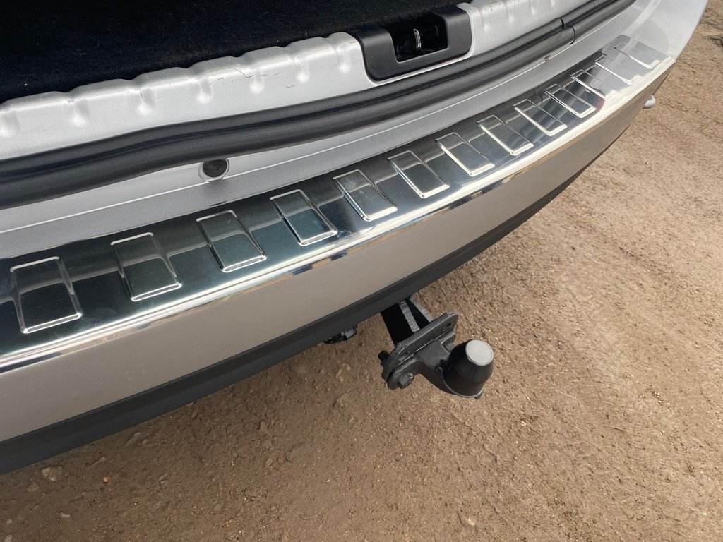 Cover on the rear bumper Carmos V1 with a bend (stainless steel) for Renault Duster 2008-2017 - Reelken Auto
