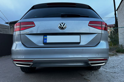 Exhaust tip covers imitation SD/SW (2015-2018, 2 pcs, stainless steel) for Volkswagen Passat B8 2015-2023 - image 6