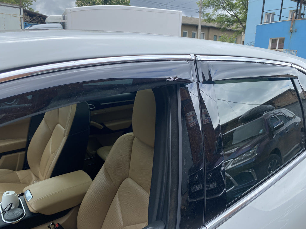 Window deflectors with chrome strip (4 pcs, HIC) for Porsche Cayenne 2010-2017 - image 3