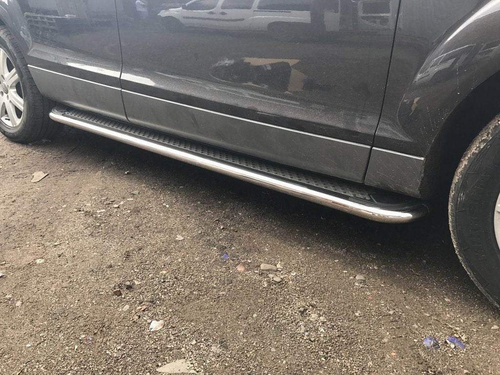 Lateral platforms Maydos V2 (2 PCs., aluminium ↗ stainless) for Audi Q7 2005-2015 - Reelken Auto