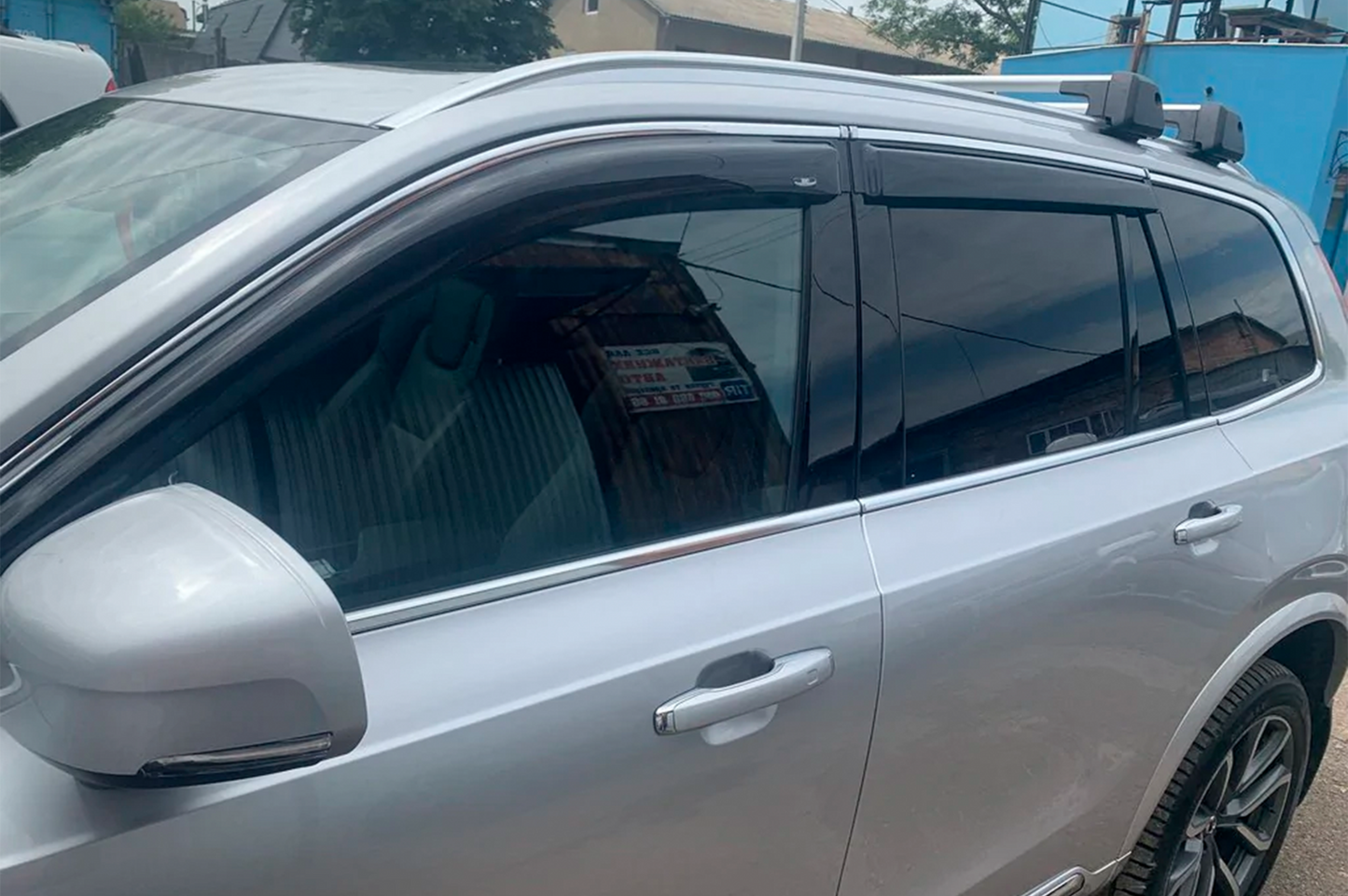 Window deflectors with chrome strip (4 pcs, HIC) for Volvo XC90 2015- - image 5