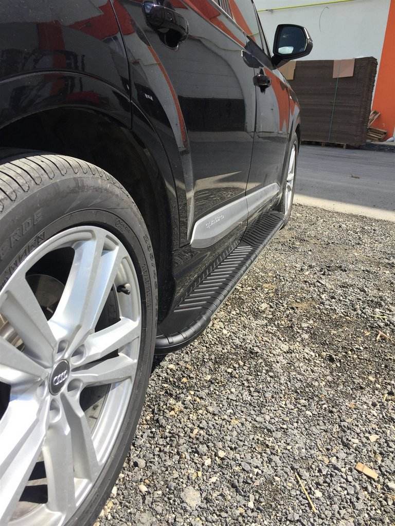 Lateral platforms Bosphorus Yeni Black (2 pieces, aluminum) for Audi Q7 2015- - Reelken Auto