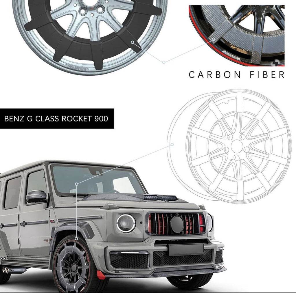 Wheels from forged aluminum and carbon G900 (R24, 4 pcs.) for Mercedes G class W463 2018-2024 - Reelken Auto