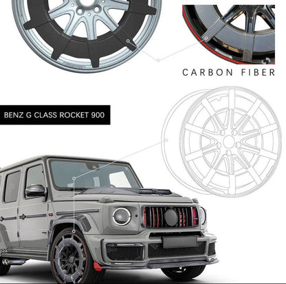 Wheels from forged aluminum and carbon G900 (R24, 4 pcs.) for Mercedes G class W463 2018-2024 - Reelken Auto