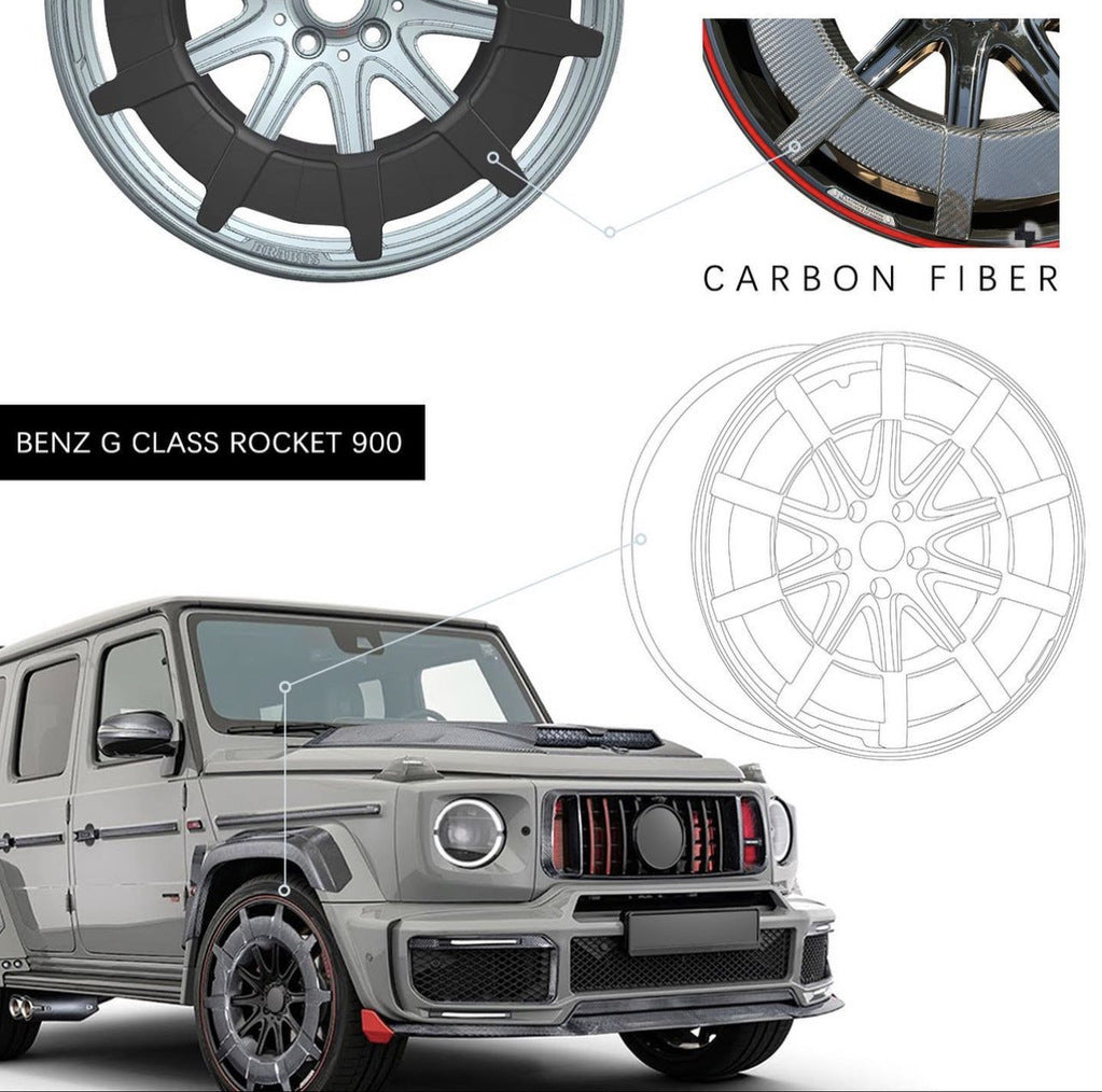 Wheels from forged aluminum and carbon G900 (R24, 4 pcs.) for Mercedes G class W463 1990-2018 - image 13